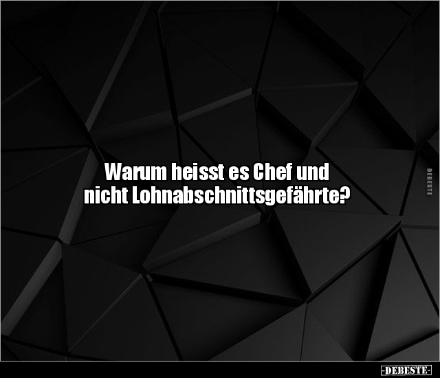 Warum heisst es Chef und nicht Lohnabschnittsgefährte?.. - Lustige Bilder | DEBESTE.de