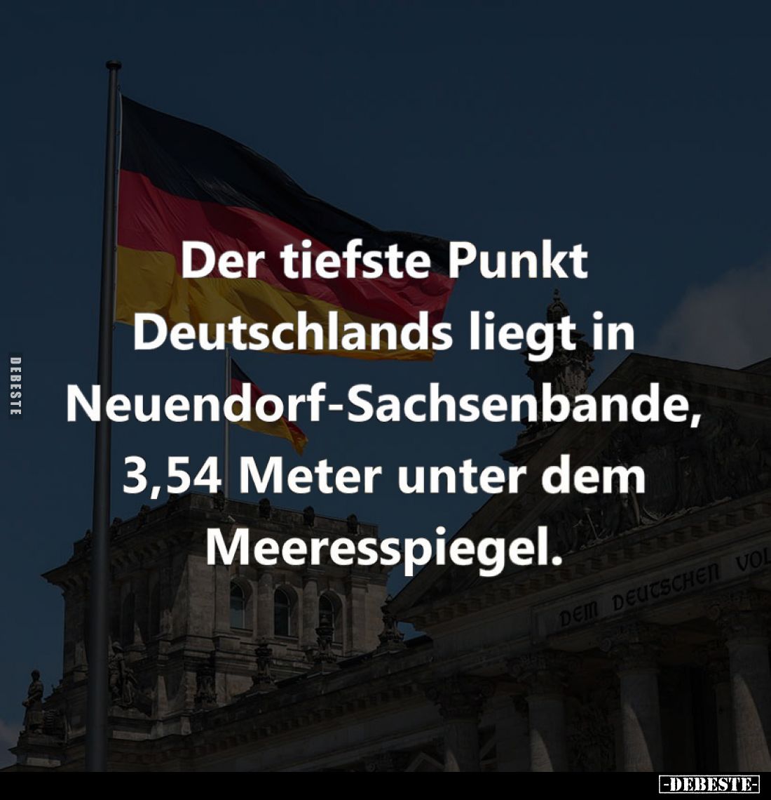 Der tiefste Punkt Deutschlands liegt in Neuendorf-Sachsenbande, 3,54 Meter unter dem Meeresspiegel.