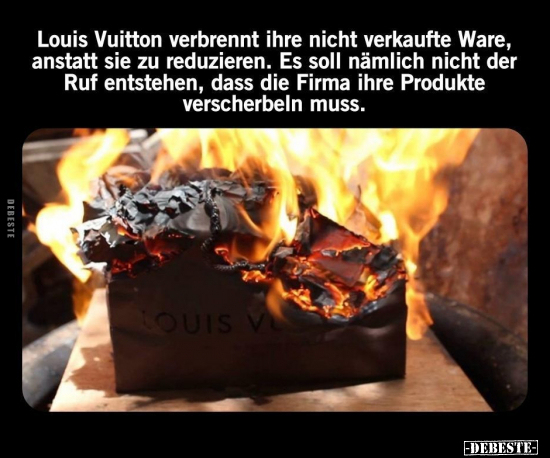 Louis Vuitton verbrennt ihre nicht verkaufte Ware, anstatt.. - Lustige Bilder | DEBESTE.de