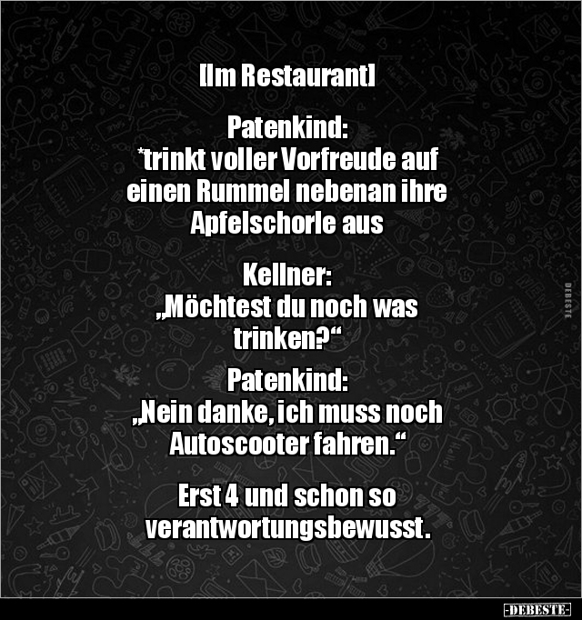 [Im Restaurant] Patenkind: *trinkt voller Vorfreude auf.. - Lustige Bilder | DEBESTE.de