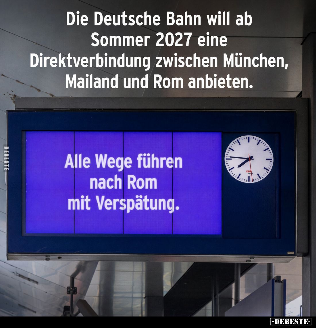 Die Deutsche Bahn will ab Sommer 2027 eine Direktverbindung zwischen München, Mailand und Rom anbieten.
Alle Wege führen n...