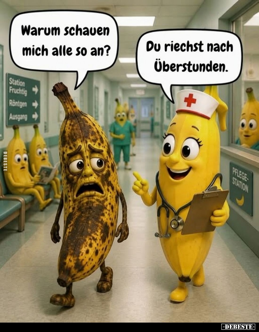 Warum schauen mich alle so an? -
Du riechst nach Überstunden.