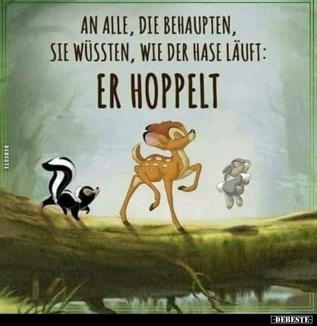 An alle, die behaupten, sie wüssten, wie der Hase läuft:
er hoppelt