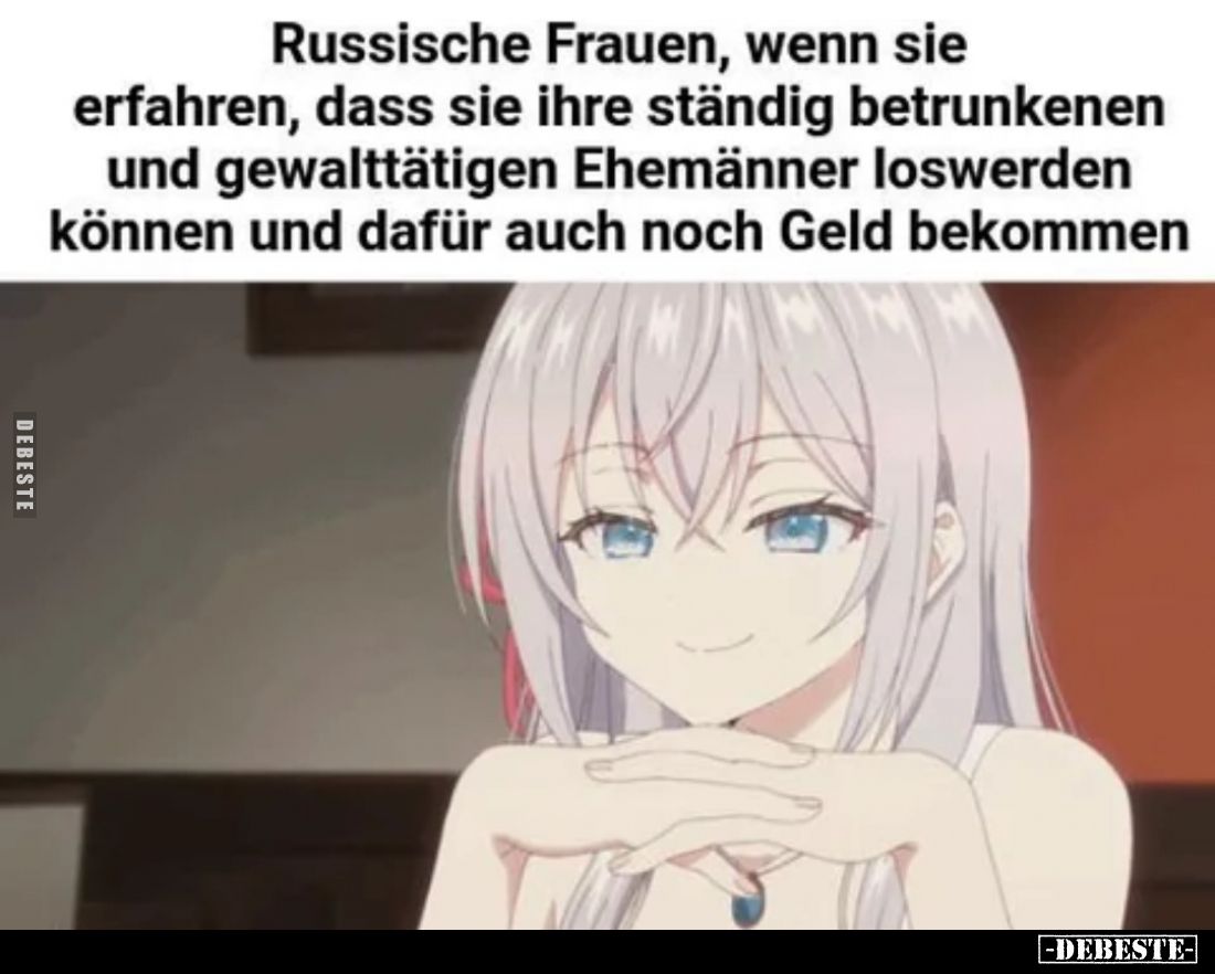Russische Frauen, wenn sie erfahren, dass sie ihre ständig betrunkenen und gewalttätigen Ehemänner loswerden können und dafür...