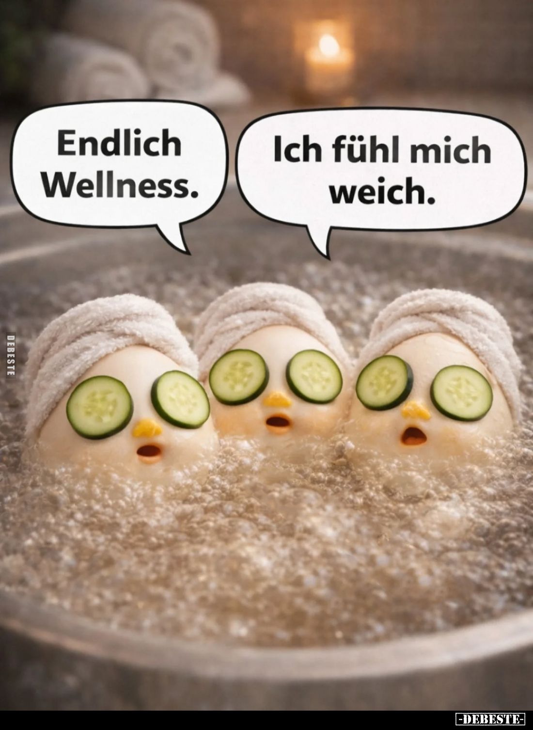 Endlich Wellness. -
Ich fühl mich weich.