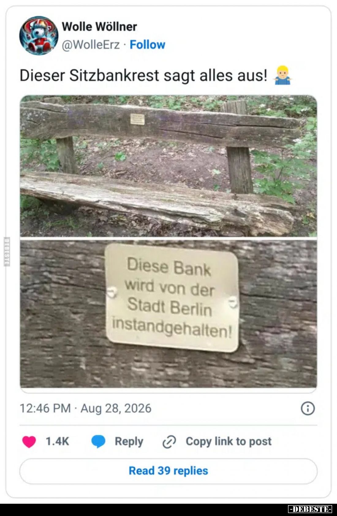 Dieser Sitzbankrest sagt alles aus!