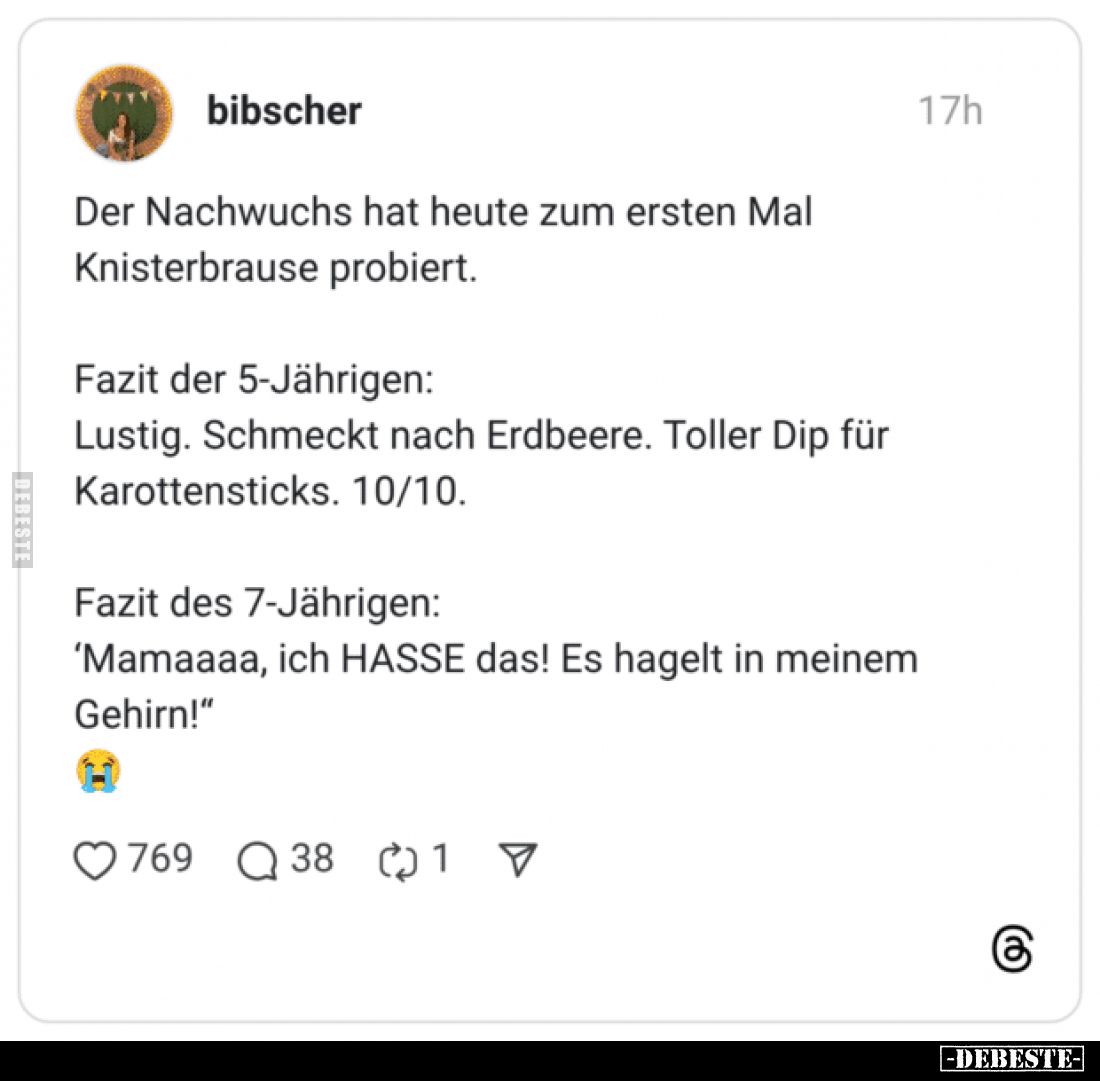 Der Nachwuchs hat heute zum ersten Mal Knisterbrause.. - Lustige Bilder | DEBESTE.de