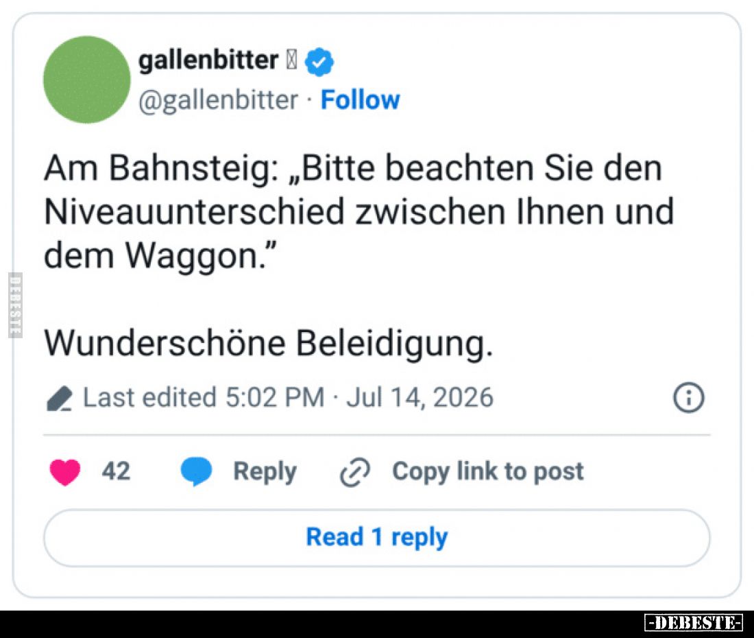 Am Bahnsteig: "Bitte beachten Sie den Niveauunterschied.." - Lustige Bilder | DEBESTE.de