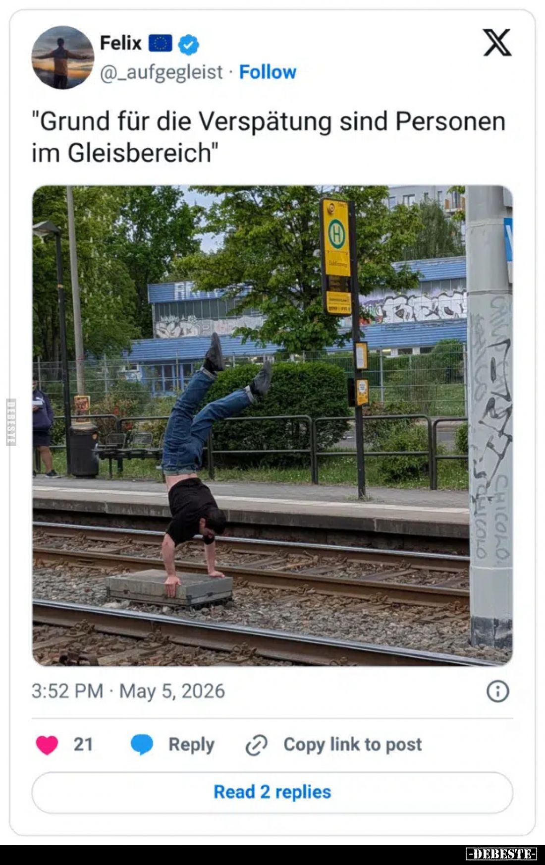 "Grund für die Verspätung sind Personen im Gleisbereich"
