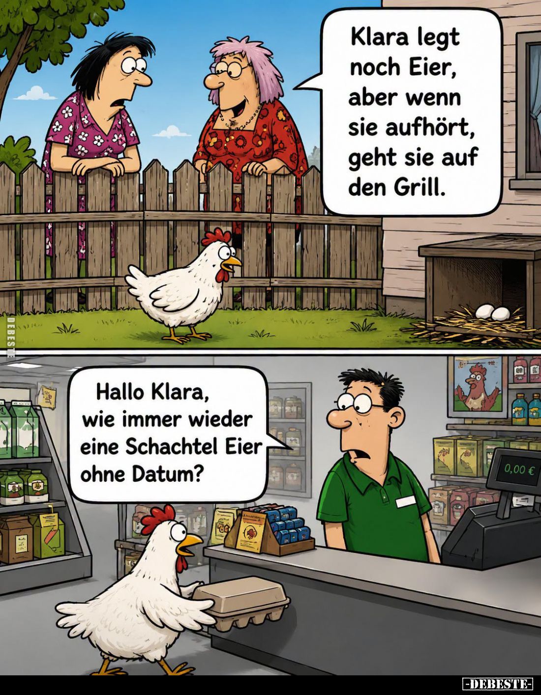 Klara legt noch Eier, aber wenn sie aufhört, geht sie auf den Grill.
-
Hallo Klara, wie immer wieder eine Schachtel Eier oh...
