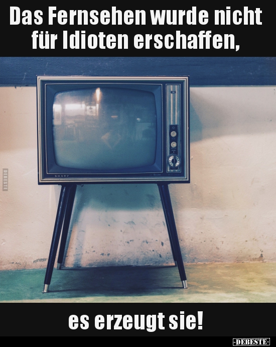 Das Fernsehen wurde nicht für Idioten erschaffen, es.. - Lustige Bilder | DEBESTE.de