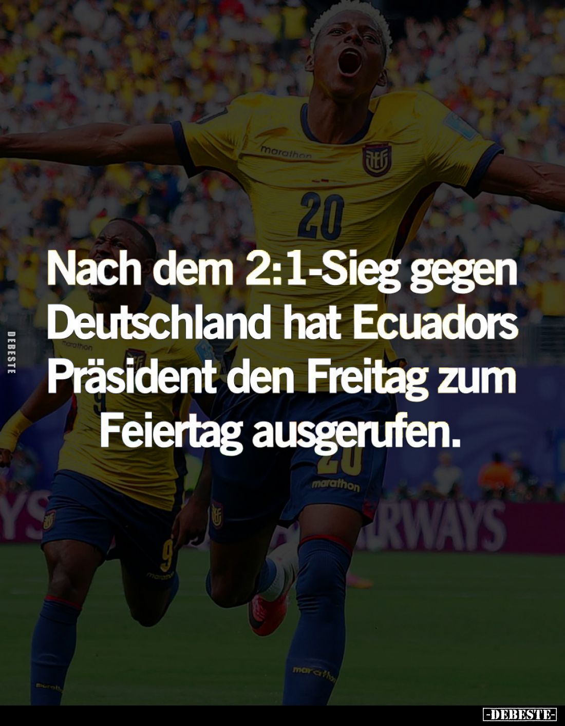 Nach dem 2:1-Sieg gegen Deutschland hat Ecuadors Präsident den Freitag zum Feiertag ausgerufen.