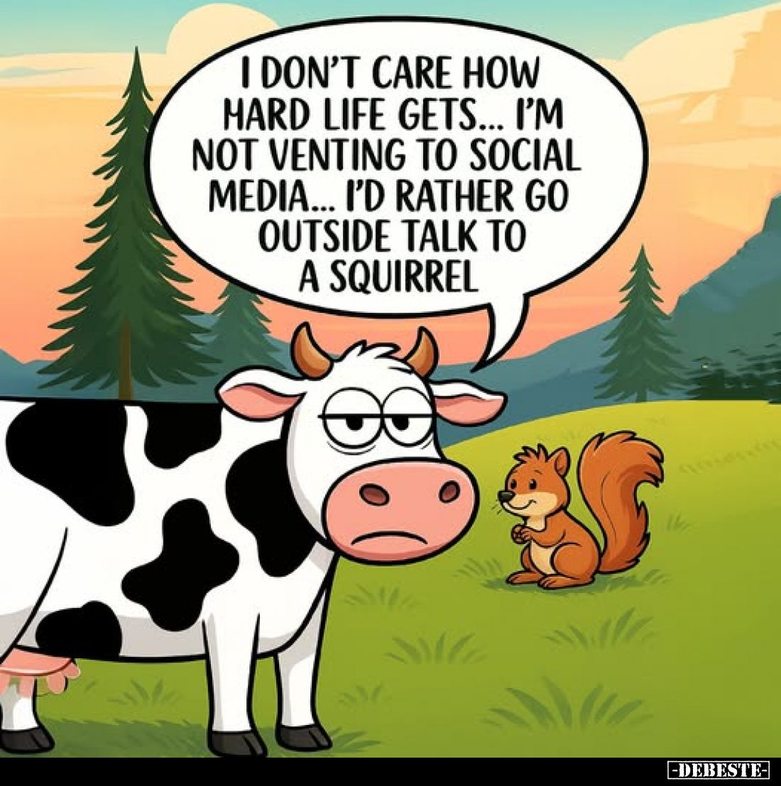 I don't care how hard life gets... I'm not venting to social media... I'd rather go outside talk to a squirrel.