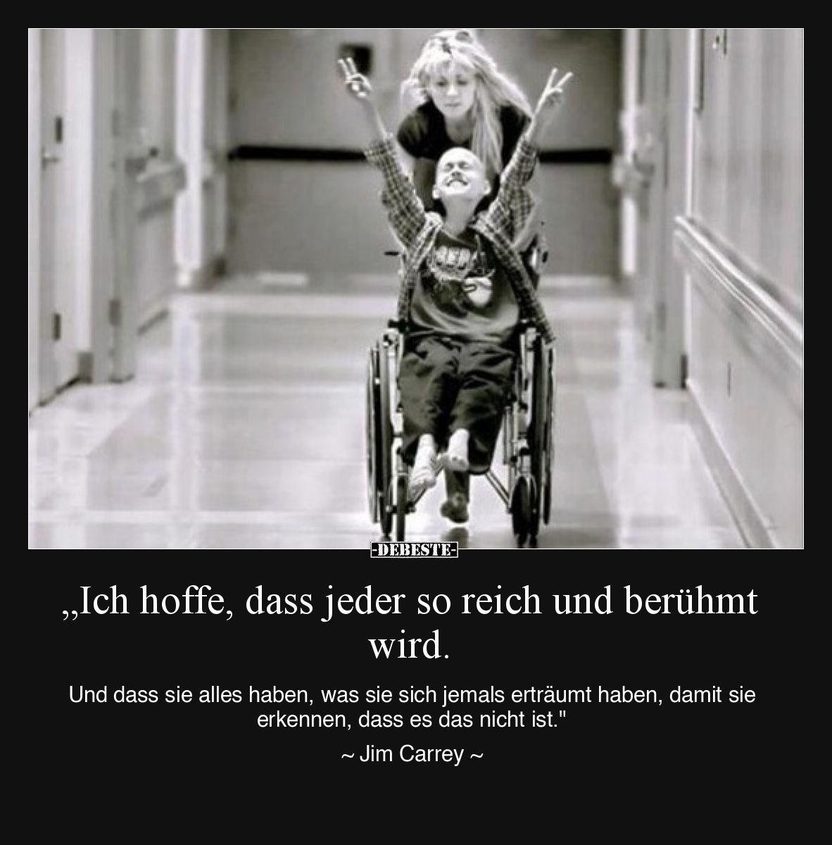 „Ich hoffe, dass jeder so reich und berühmt wird.
Und dass sie alles haben, was sie sich jemals erträumt haben, damit sie er...