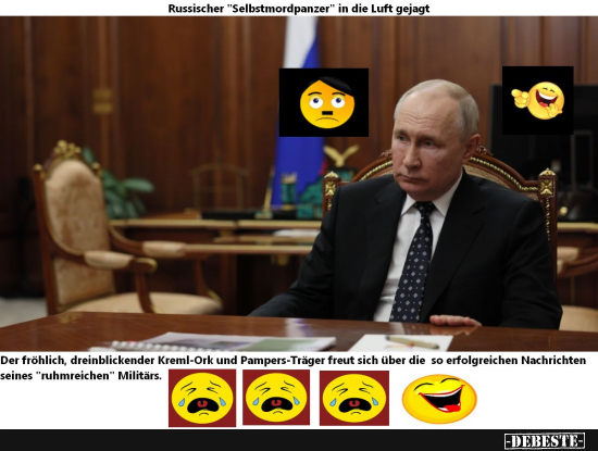 Putin und der fröhliche Gesichtsausdruck eines "erfolgreichen" Kriegsherrn! - Lustige Bilder | DEBESTE.de