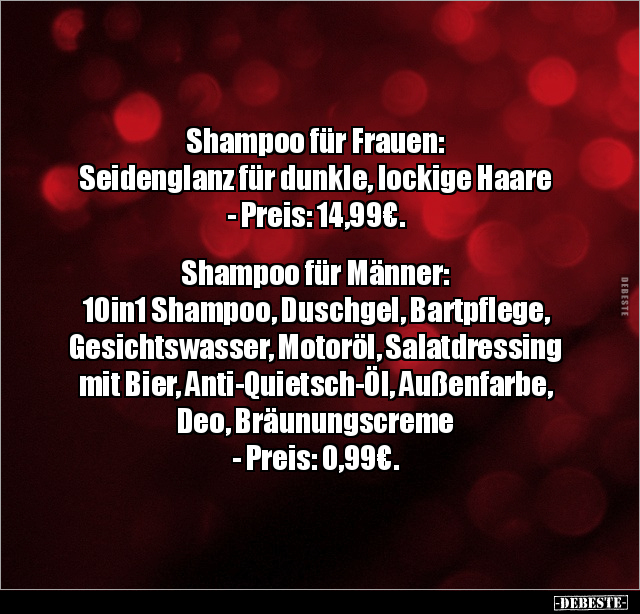 Shampoo für Frauen: Seidenglanz für dunkle, lockige Haare.. - Lustige Bilder | DEBESTE.de