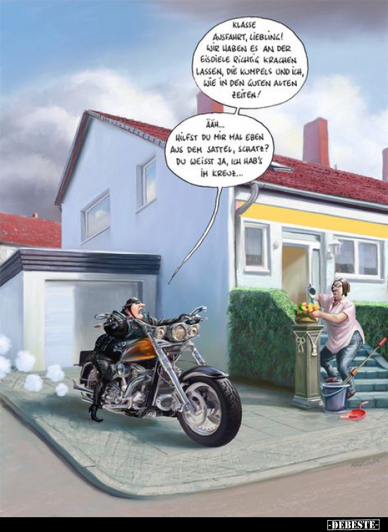 Klasse Ausfahrt, Liebling! Wir haben es an der Eisdiele..