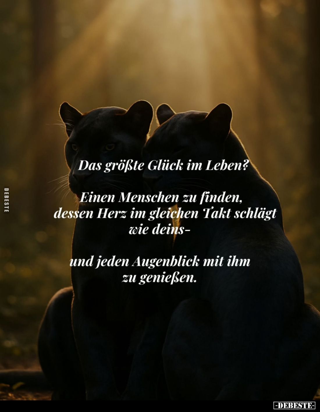 Das größte Glück im Leben?
Einen Menschen zu finden, dessen Herz im gleichen Takt schlägt wie deins-
und jeden Augenblick m...