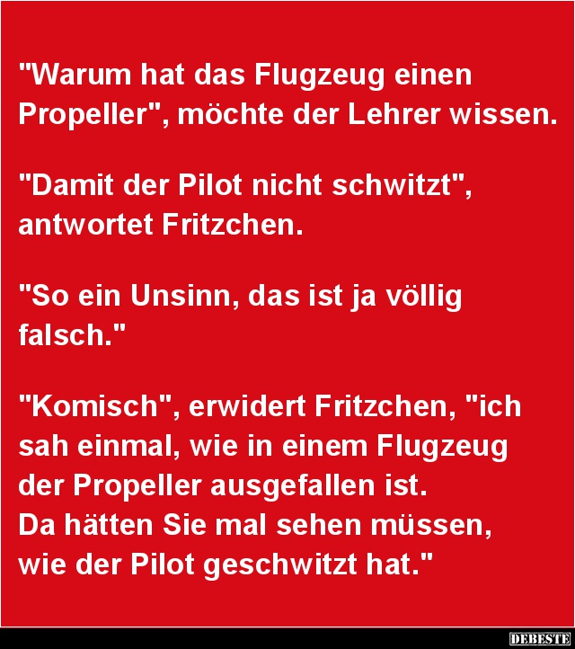Warum hat das Flugzeug einen Propeller.. - Lustige Bilder | DEBESTE.de
