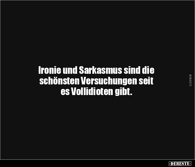 Ironie und Sarkasmus sind die schönsten Versuchungen seit.. - Lustige Bilder | DEBESTE.de