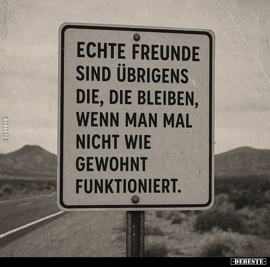 Echte Freunde sind übrigens die, die bleiben, wenn man mal nicht wie gewohnt funktioniert.