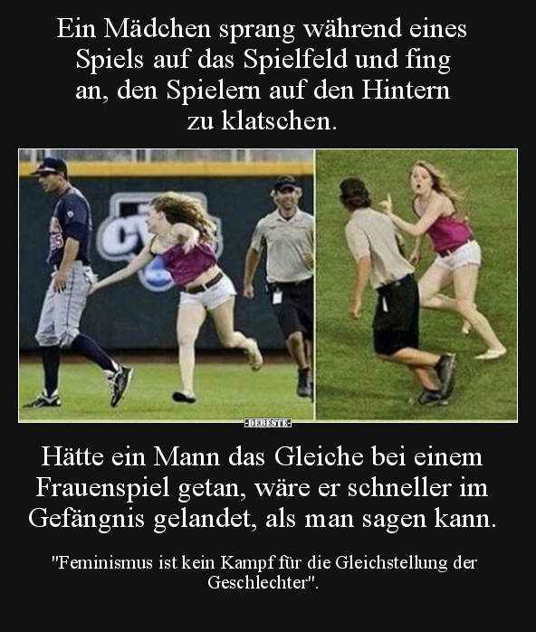 Ein Mädchen sprang während eines Spiels auf das Spielfeld.. - Lustige Bilder | DEBESTE.de