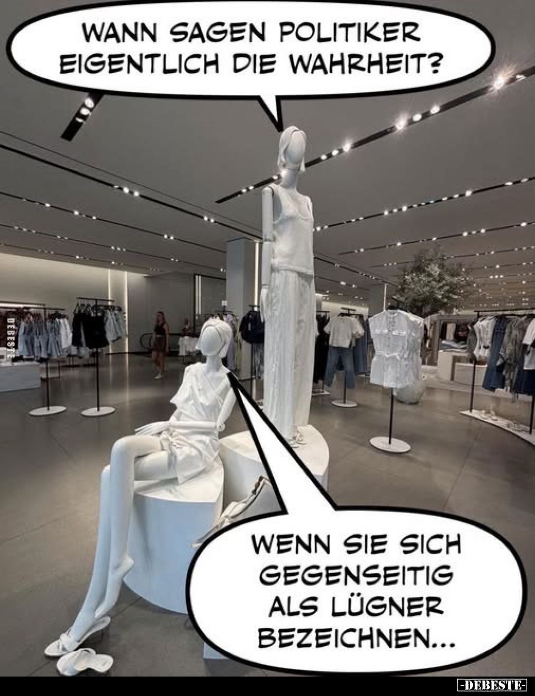 Wann sagen Politiker eigentlich die Wahrheit?
Wenn sie sich gegenseitig als Lügner bezeichnen...