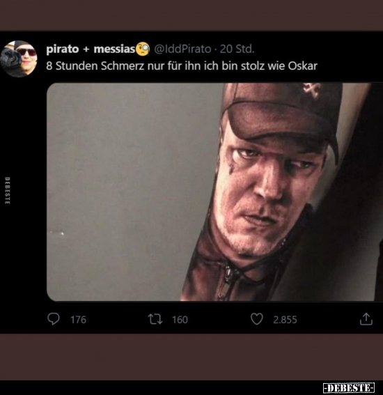 8 Stunden Schmerz nur für ihn ich bin stolz wie Oskar