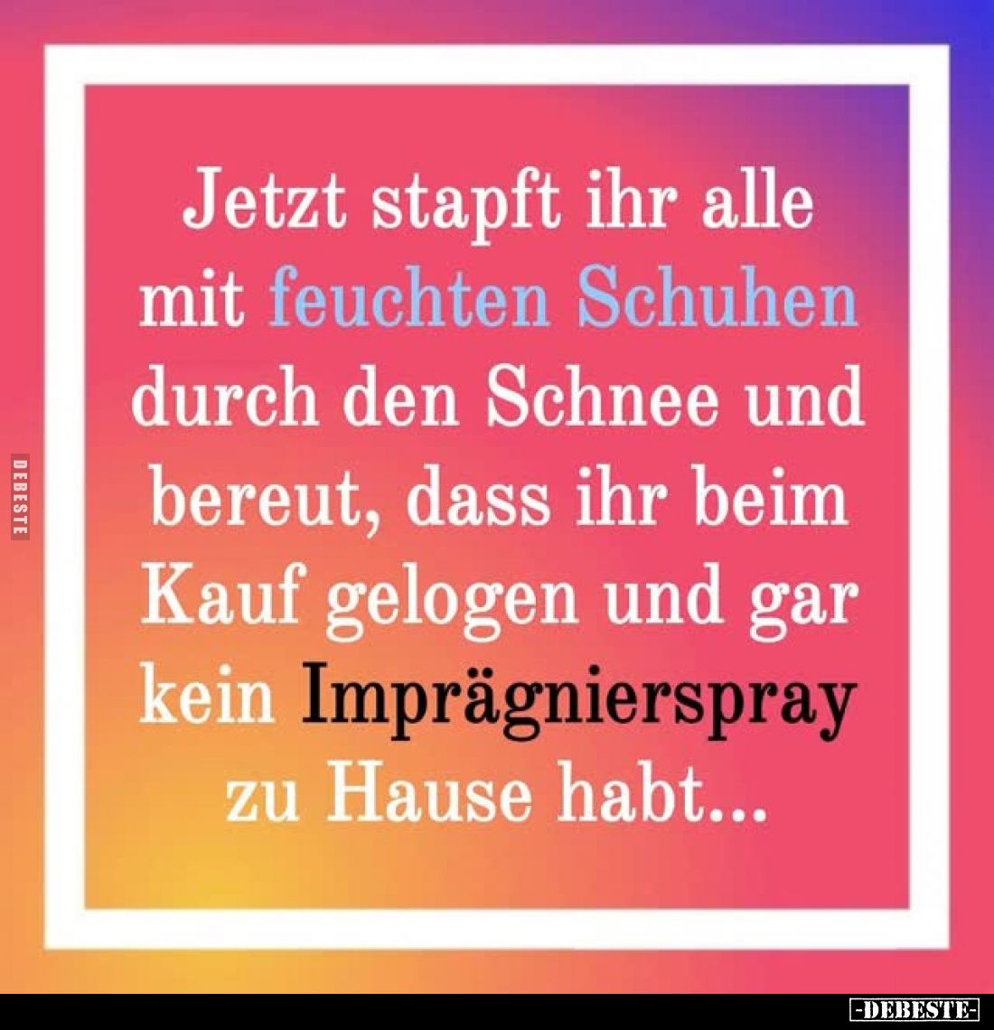 Jetzt stapft ihr alle mit feuchten Schuhen durch den Schnee und bereut, dass ihr beim Kauf gelogen und gar kein Imprägnierspr...