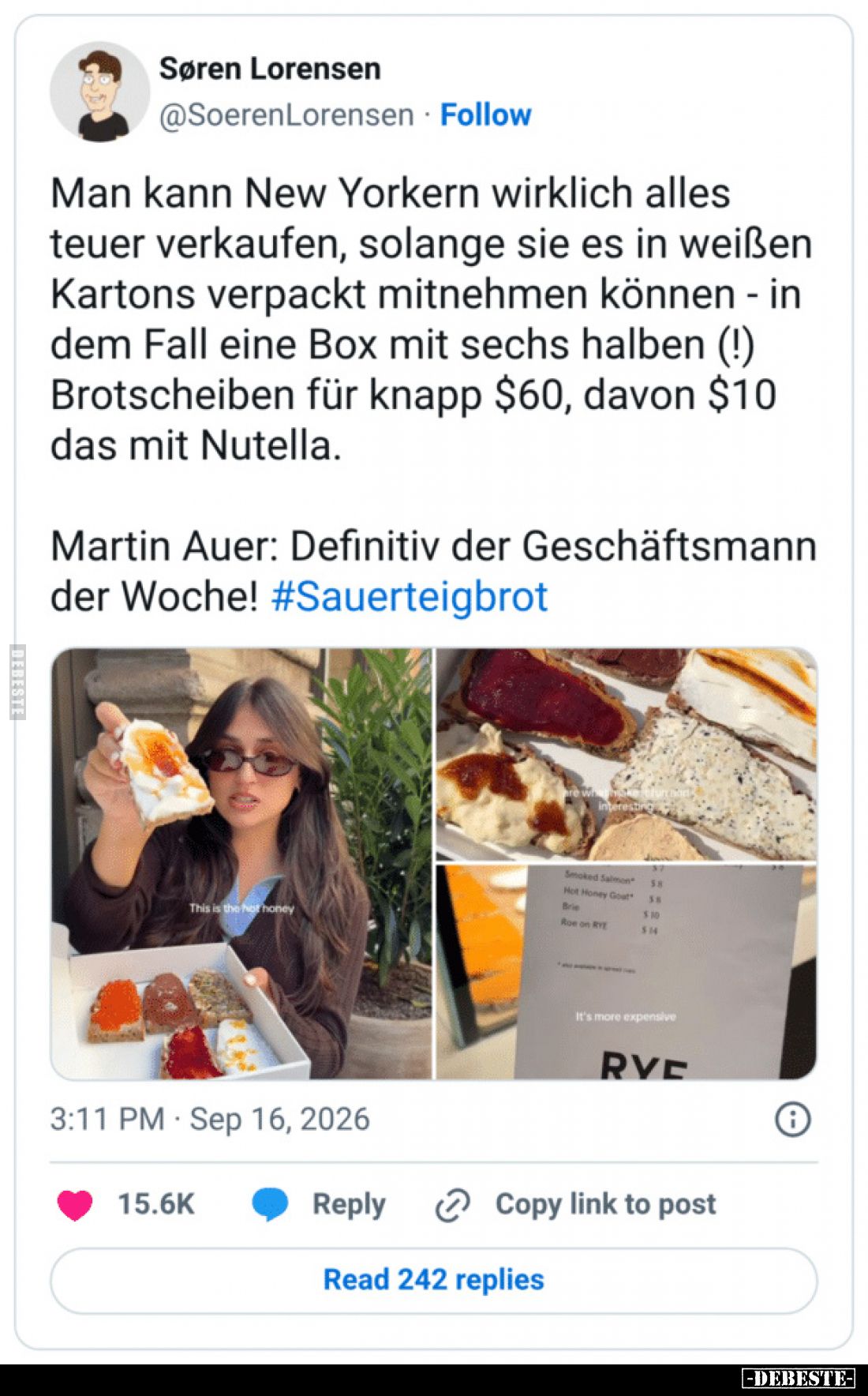 Man kann New Yorkern wirklich alles teuer verkaufen, solange sie es in weißen Kartons verpackt mitnehmen können - in dem Fall...