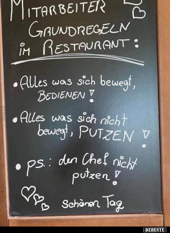Mitarbeiter grundregeln im Restaurant..