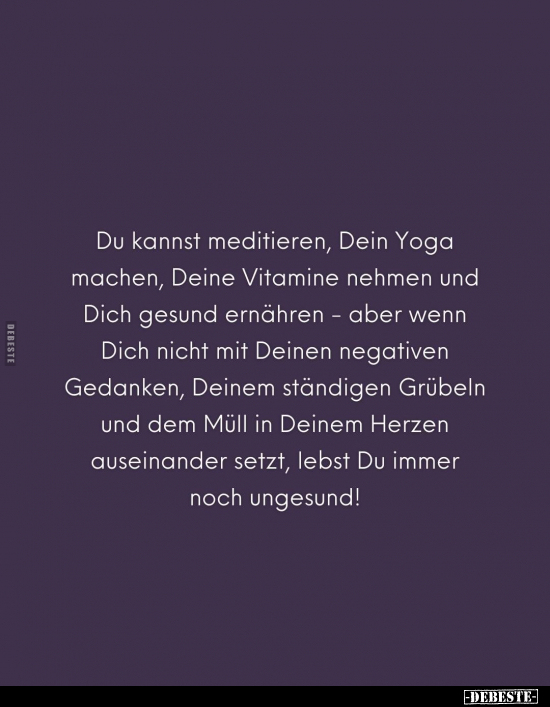 Meditieren, Yoga, Machen, Vitamine, Wenn, Gedanken, Grübeln, Müll