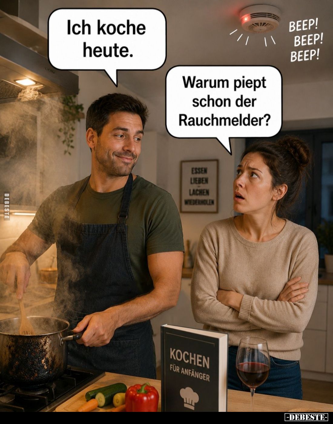 Warum piept schon der Rauchmelder? - Ich koche heute.
