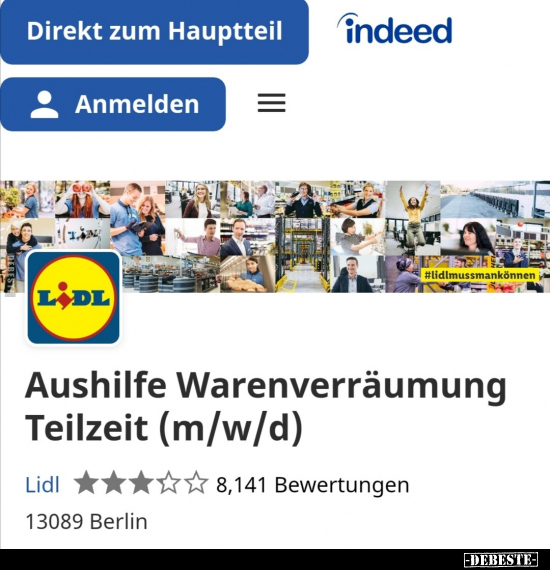 Aushilfe Warenverräumung Teilzeit..