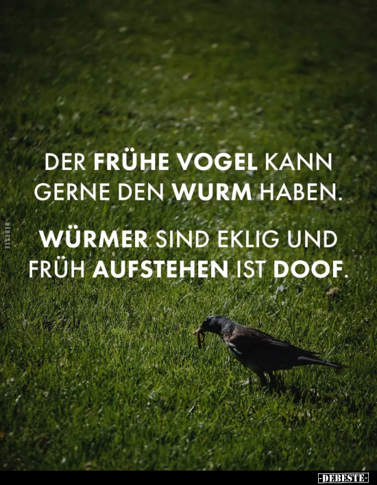 Der frühe Vogel kann gerne den Wurm haben... - Lustige Bilder | DEBESTE.de