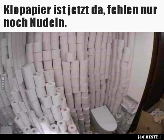 Klopapier ist jetzt da, fehlen nur noch Nudeln... - Lustige Bilder | DEBESTE.de