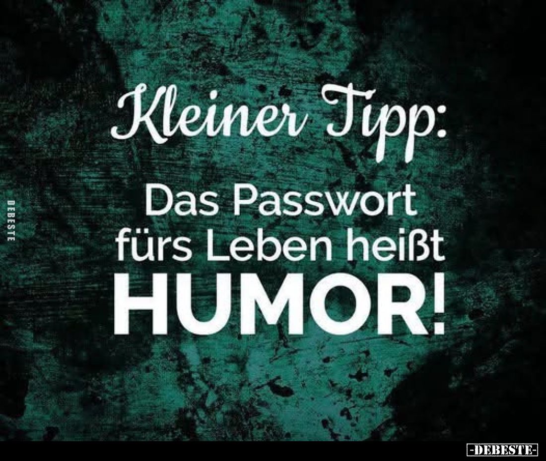 Kleiner Tipp:
Das Passwort fürs Leben heißt HUMOR!