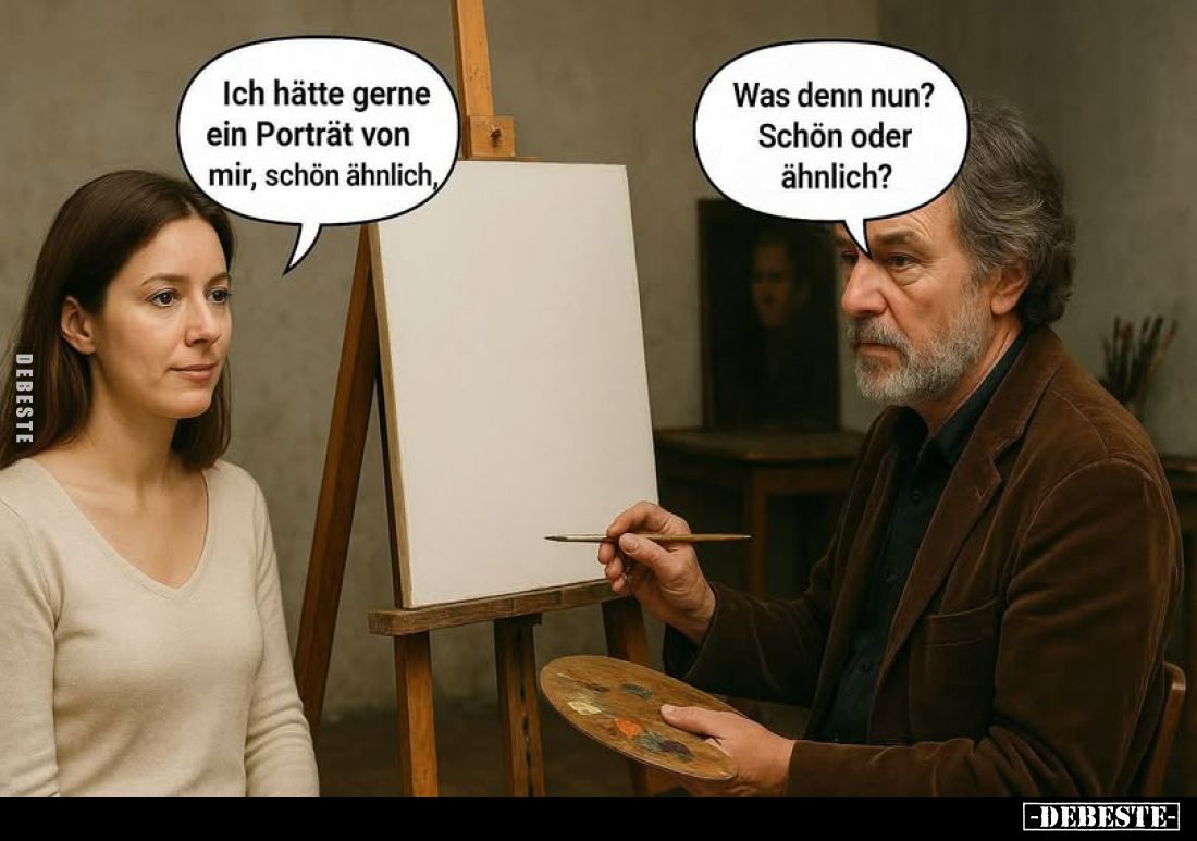 Ich hätte gerne ein Porträt von mir, schön ähnlich
-
Was denn nun?
Schön oder ähnlich?