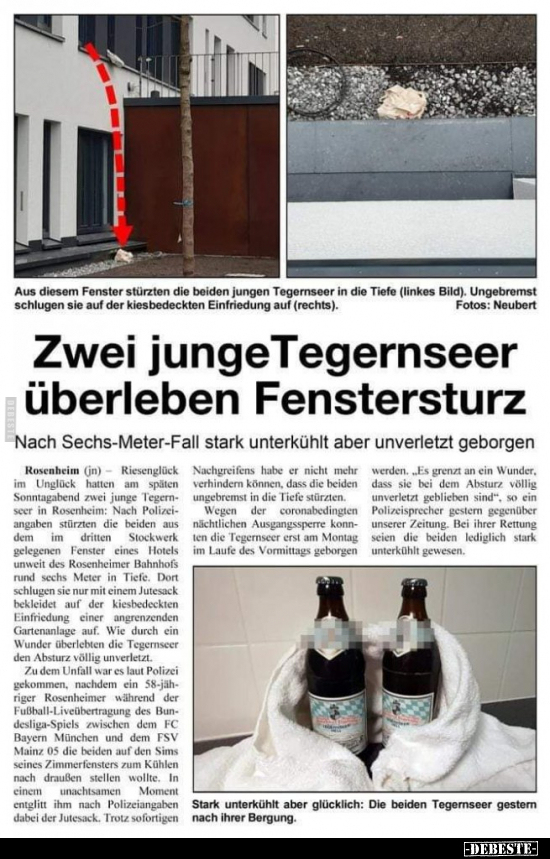 Zwei junge Tegernseer überleben Fenstersturz..