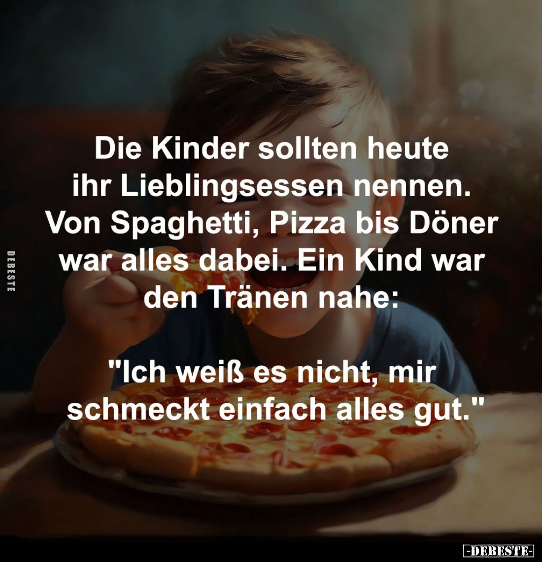 Die Kinder sollten heute
ihr Lieblingsessen nennen.
Von Spaghetti, Pizza bis Döner
war alles dabei. Ein Kind war
den ...
