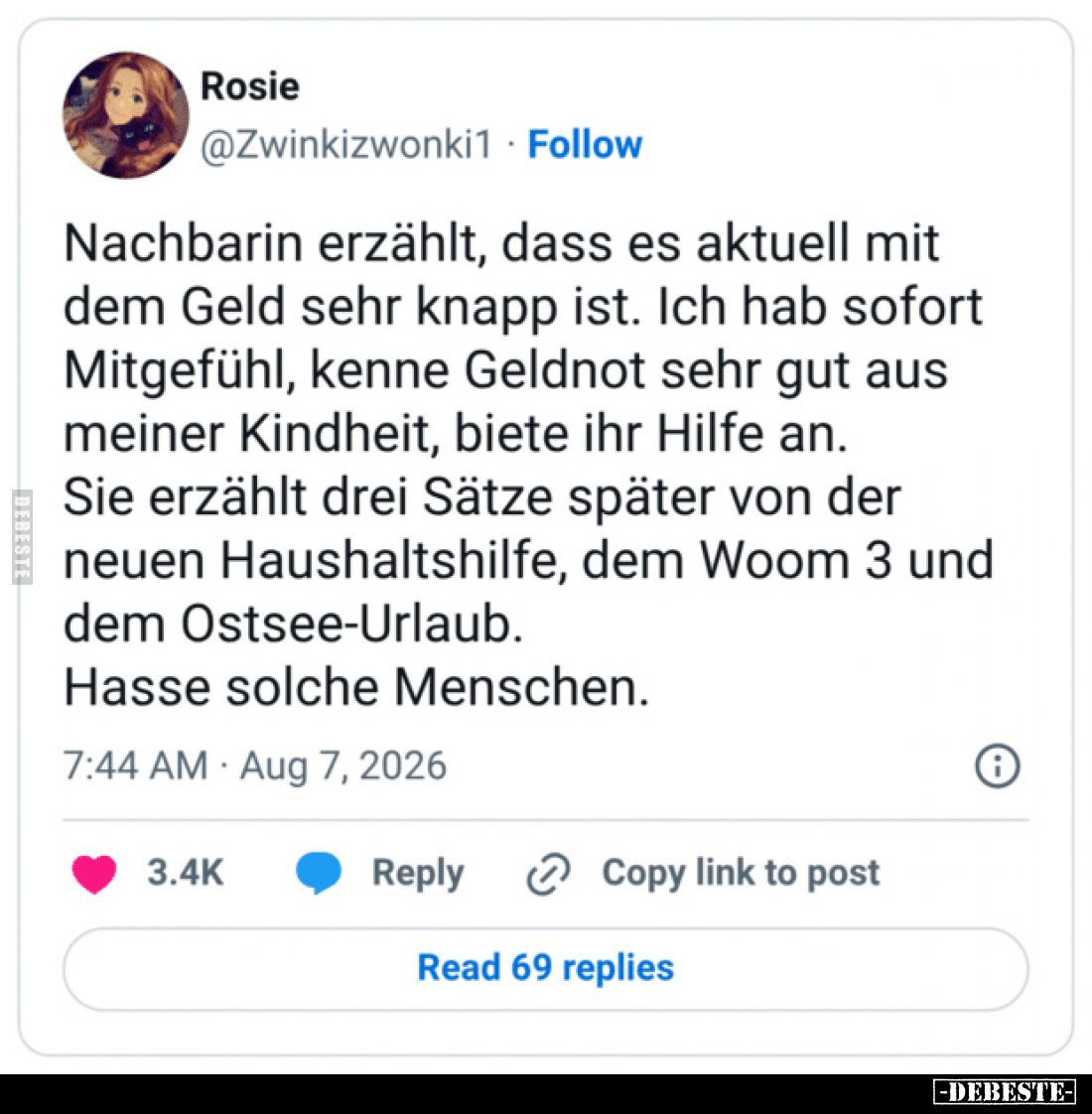 Nachbarin erzählt, dass es aktuell mit dem Geld sehr knapp ist. 
Ich hab sofort Mitgefühl, kenne Geldnot sehr gut aus meiner...