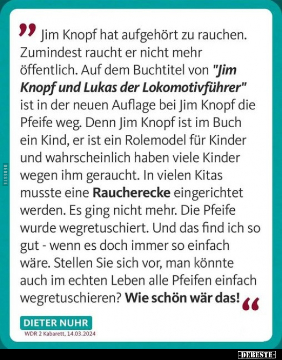 Jim Knopf hat aufgehört zu rauchen.. - Lustige Bilder | DEBESTE.de