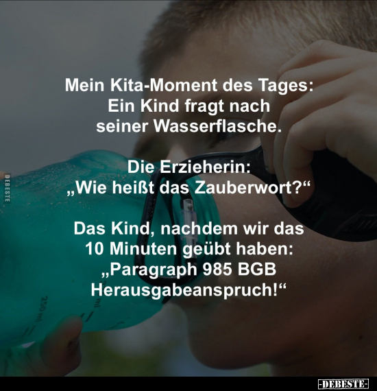 Des Tages, Tages, Wasserflasche, Erzieherin