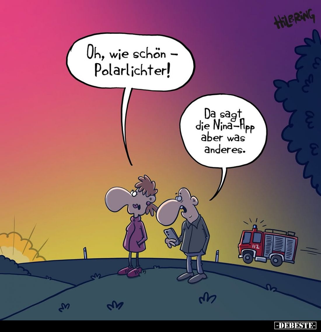 Oh, wie schön Polarlichter! -
Da sagt die Nina-App aber was anderes.