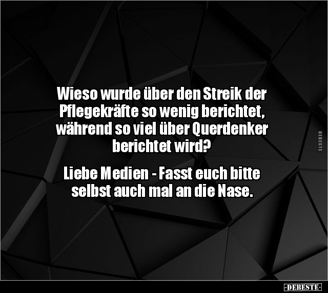Wieso wurde über den Streik der Pflegekräfte so wenig.. - Lustige Bilder | DEBESTE.de