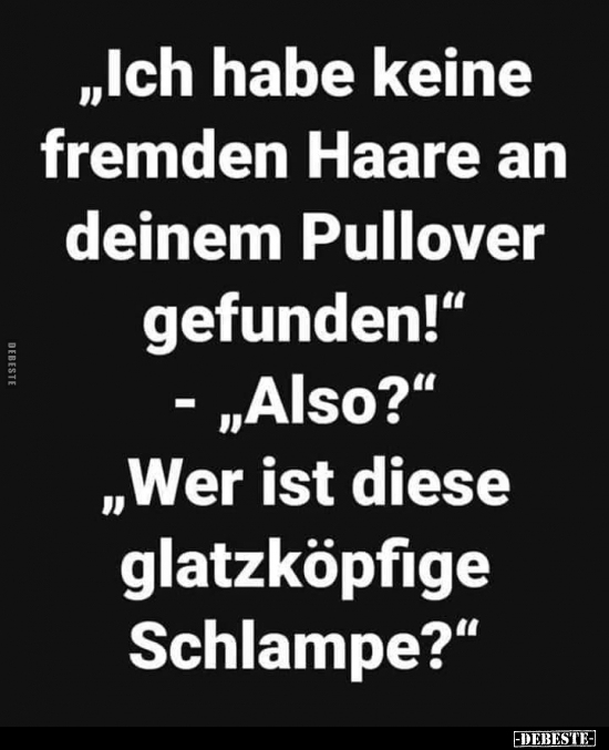"Ich habe keine fremden Haare an deinem Pullover gefunden!"..