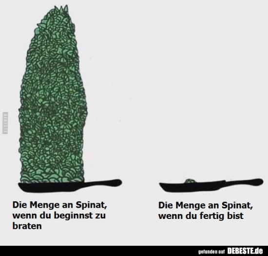 Die Menge an Spinat, wenn du beginnst zu braten.. - Lustige Bilder | DEBESTE.de