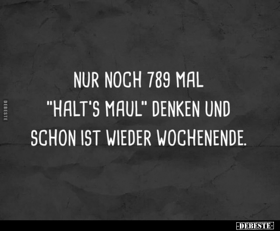 Nur noch 789 mal "Halt's Maul" denken und.. - Lustige Bilder | DEBESTE.de