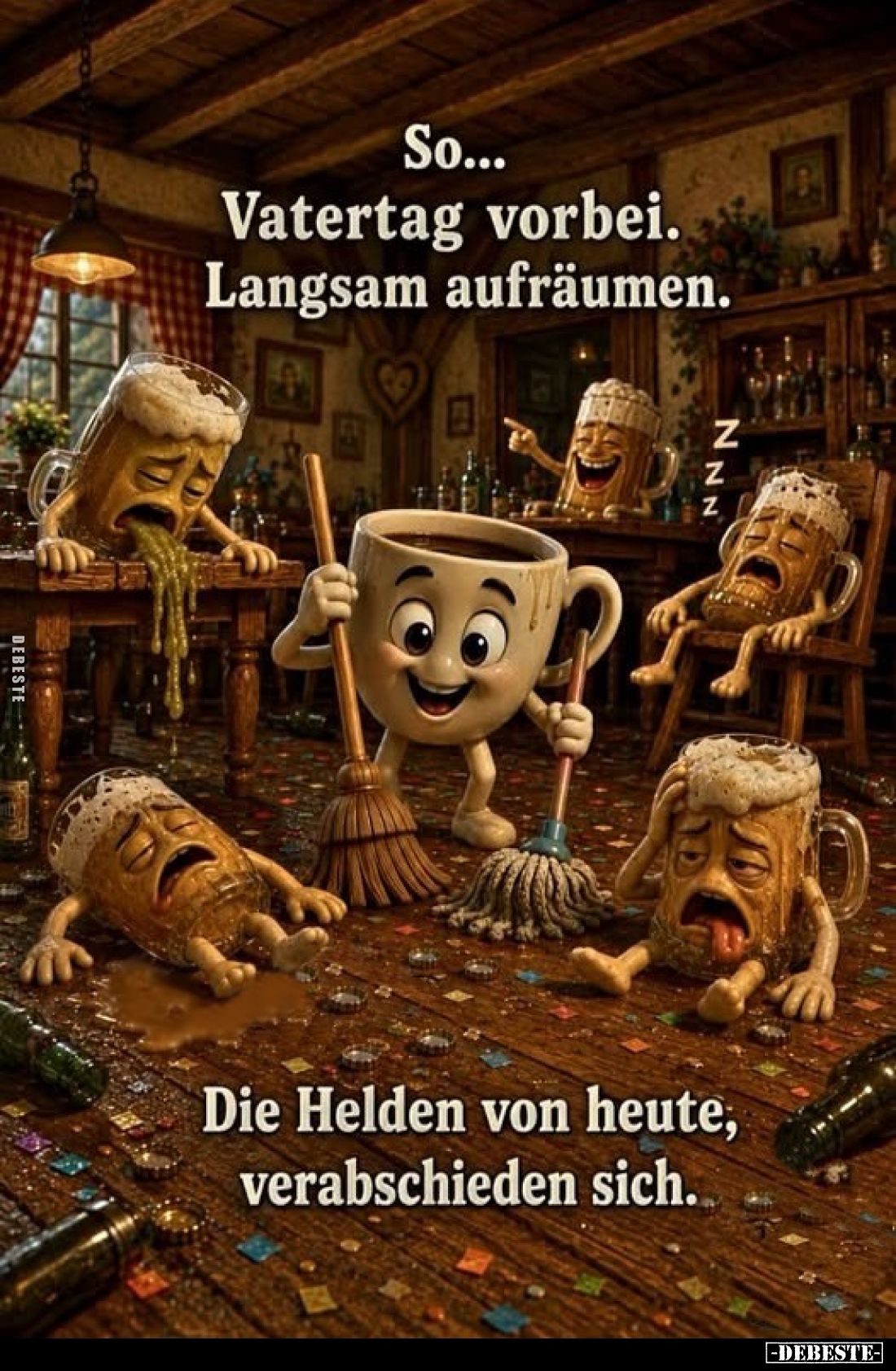 So... Vatertag vorbei. Langsam aufräumen.

Die Helden von heute, verabschieden sich.
