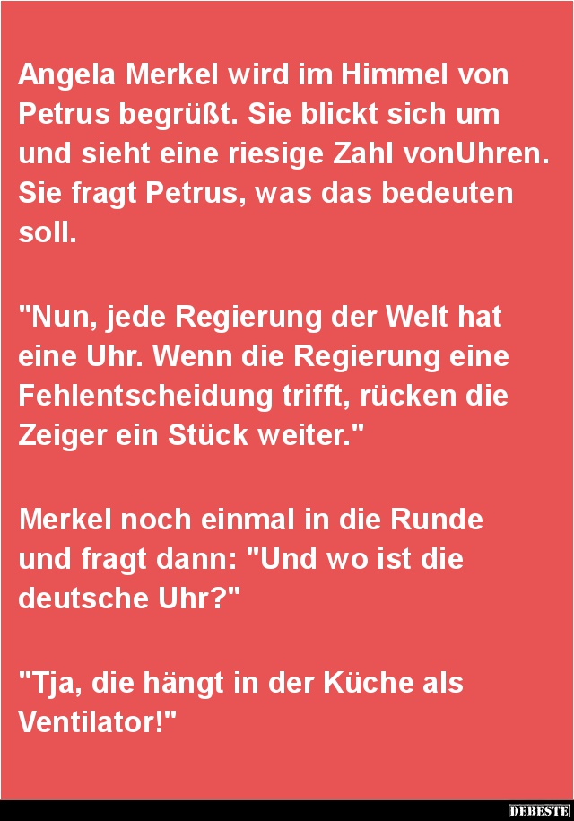 Angela Merkel wird im Himmel von Petrus begrüßt.. - Lustige Bilder | DEBESTE.de